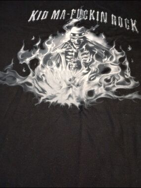 Kid Ma-Fuckin Rock Graphic Black Men's T‑Shirt Size Medium